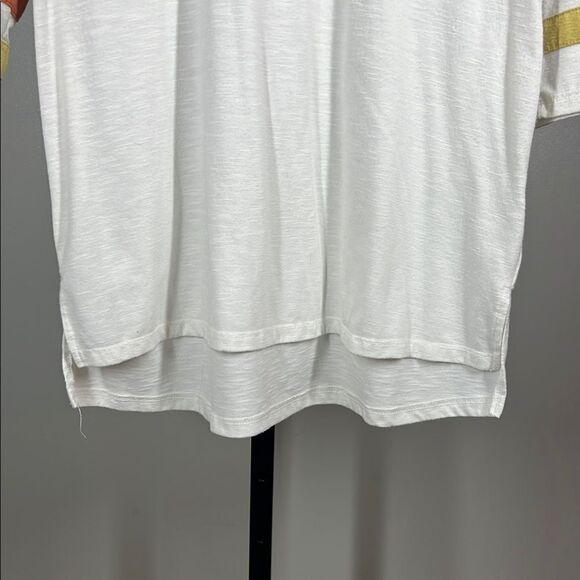 SO White V-Neck Tee with Striped Sleeves - Picture 5 of 6